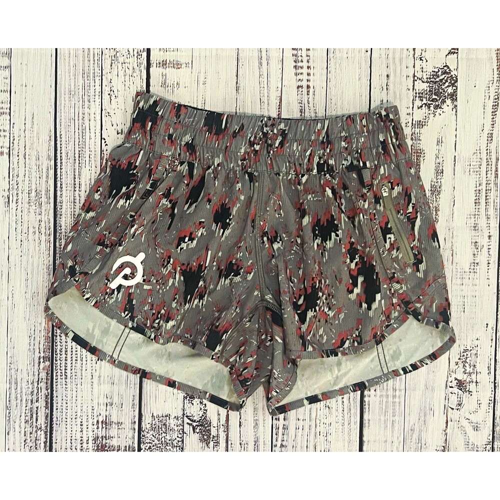 Lululemon x Peloton Tracker Shorts Size 6 Grey Abstract Camo 4 Inseam Running